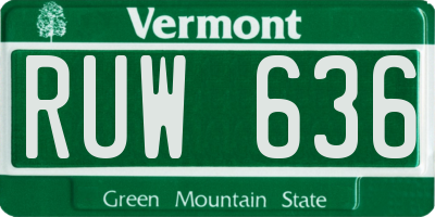 VT license plate RUW636