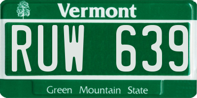 VT license plate RUW639