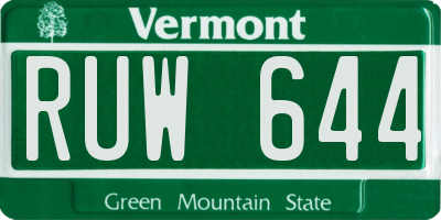 VT license plate RUW644