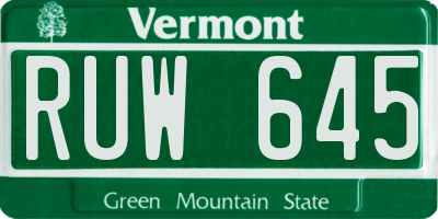VT license plate RUW645