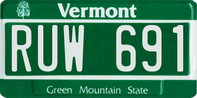 VT license plate RUW691