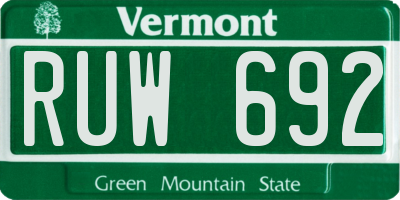 VT license plate RUW692