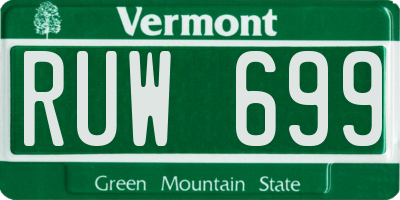 VT license plate RUW699