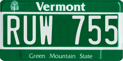 VT license plate RUW755