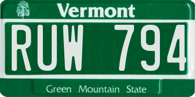 VT license plate RUW794