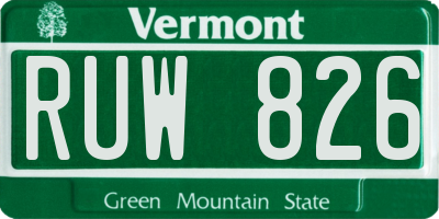 VT license plate RUW826