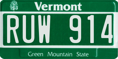 VT license plate RUW914