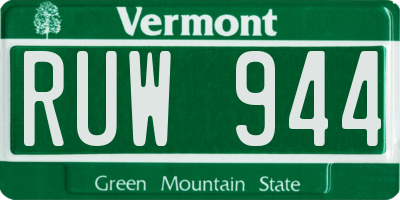 VT license plate RUW944