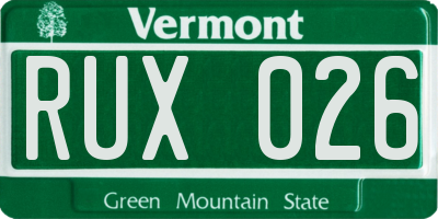 VT license plate RUX026