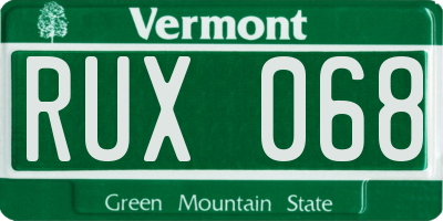 VT license plate RUX068