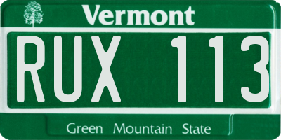 VT license plate RUX113