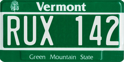 VT license plate RUX142
