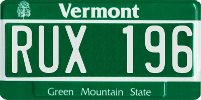 VT license plate RUX196