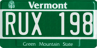 VT license plate RUX198