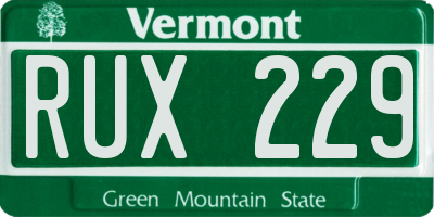VT license plate RUX229