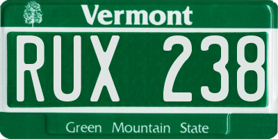 VT license plate RUX238