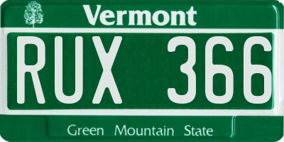 VT license plate RUX366