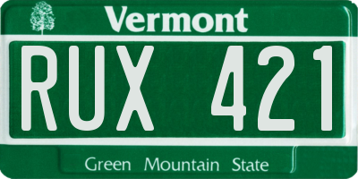 VT license plate RUX421