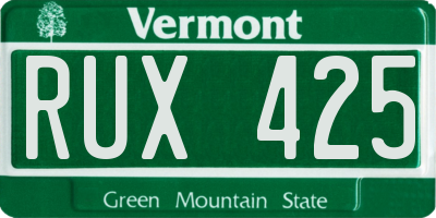 VT license plate RUX425