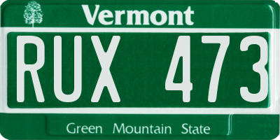 VT license plate RUX473