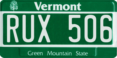 VT license plate RUX506