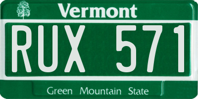 VT license plate RUX571