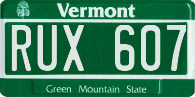 VT license plate RUX607