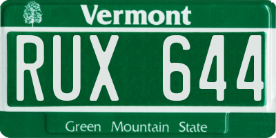 VT license plate RUX644