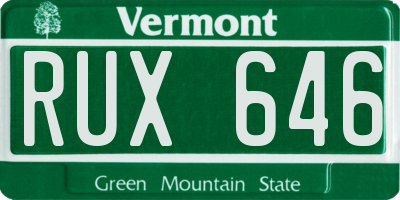 VT license plate RUX646