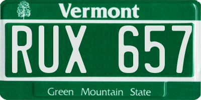 VT license plate RUX657