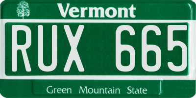 VT license plate RUX665