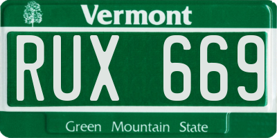 VT license plate RUX669