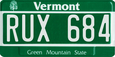 VT license plate RUX684