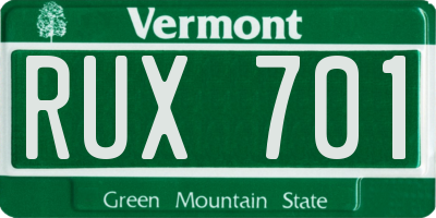 VT license plate RUX701