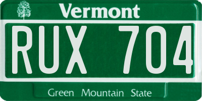 VT license plate RUX704