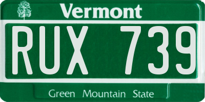 VT license plate RUX739
