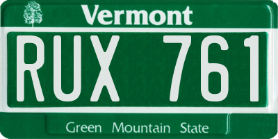 VT license plate RUX761