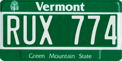 VT license plate RUX774