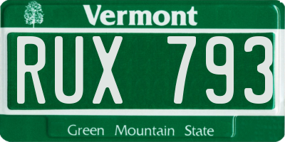 VT license plate RUX793