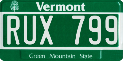 VT license plate RUX799