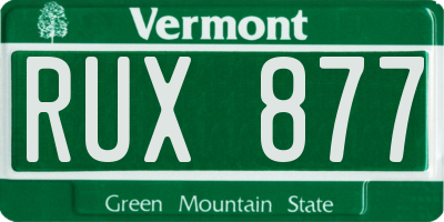 VT license plate RUX877