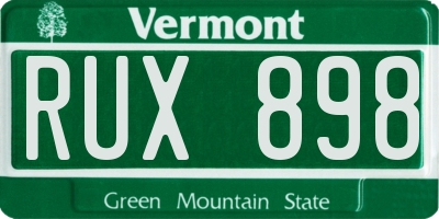 VT license plate RUX898