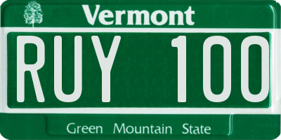 VT license plate RUY100
