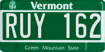 VT license plate RUY162