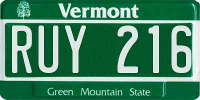 VT license plate RUY216