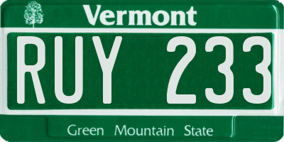 VT license plate RUY233