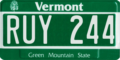 VT license plate RUY244