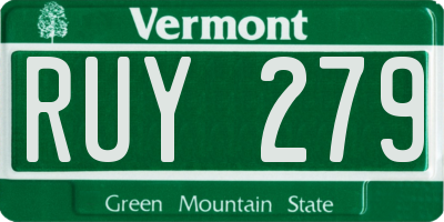 VT license plate RUY279