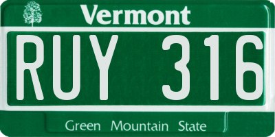 VT license plate RUY316