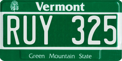 VT license plate RUY325